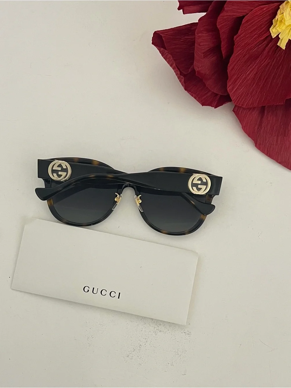 Gucci 56mm Square Sunglasses In Havana Gray New Without Case - Unisex - Reemoly